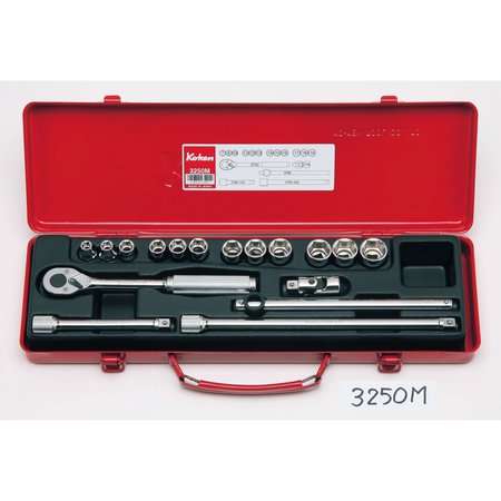 KO-KEN Socket set 6 Point 17 pieces 3/8 Sq. Drive 3250M